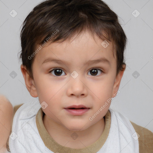 Neutral white child female with short  brown hair and brown eyes