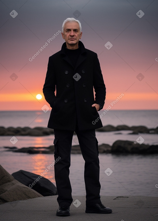 Serbian 45 years male with  white hair