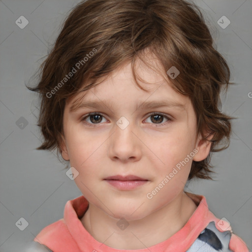 Neutral white child female with medium  brown hair and brown eyes