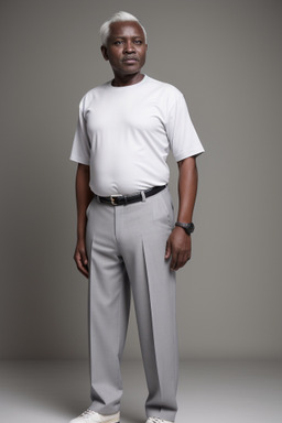 Ugandan middle-aged male with  white hair