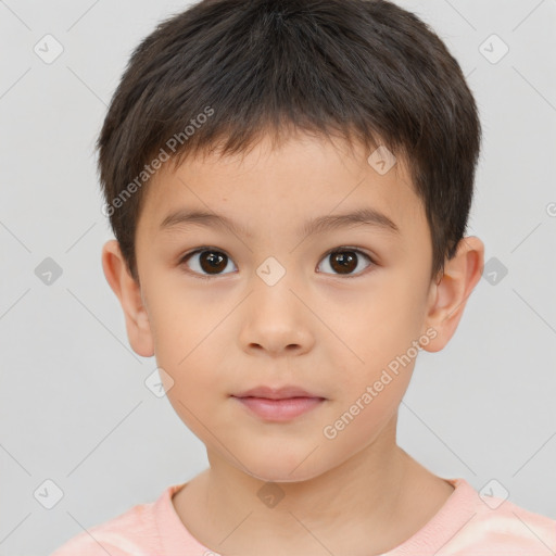 Neutral white child male with short  brown hair and brown eyes