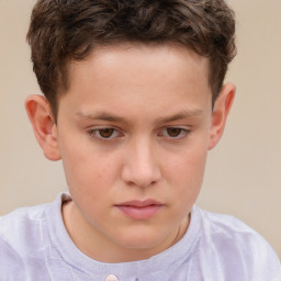 Neutral white child male with short  brown hair and brown eyes