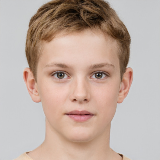 Neutral white child male with short  brown hair and grey eyes