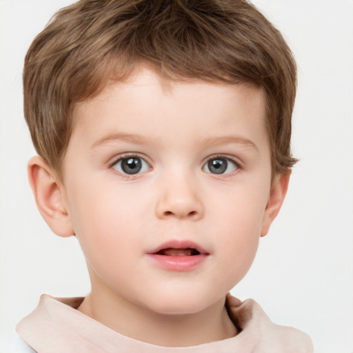 Neutral white child male with short  brown hair and brown eyes