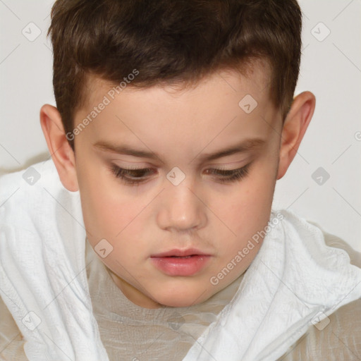 Neutral white child male with short  brown hair and brown eyes