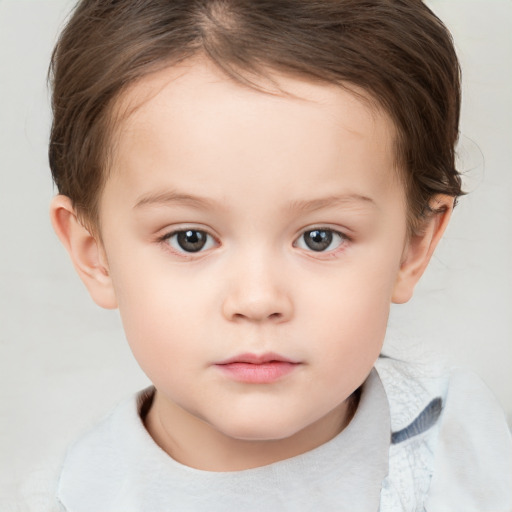 Neutral white child female with short  brown hair and brown eyes