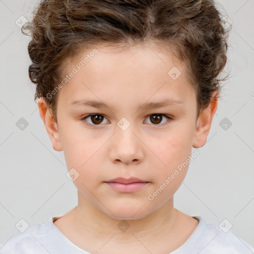 Neutral white child female with short  brown hair and brown eyes