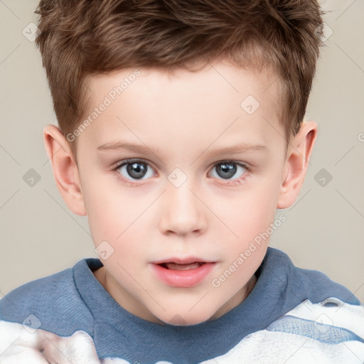 Neutral white child male with short  brown hair and brown eyes