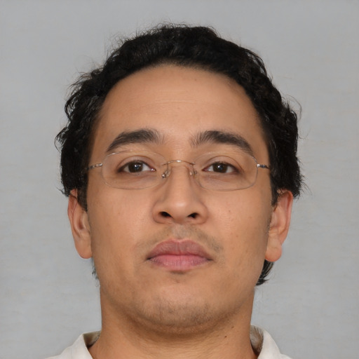 Neutral asian young-adult male with short  brown hair and brown eyes