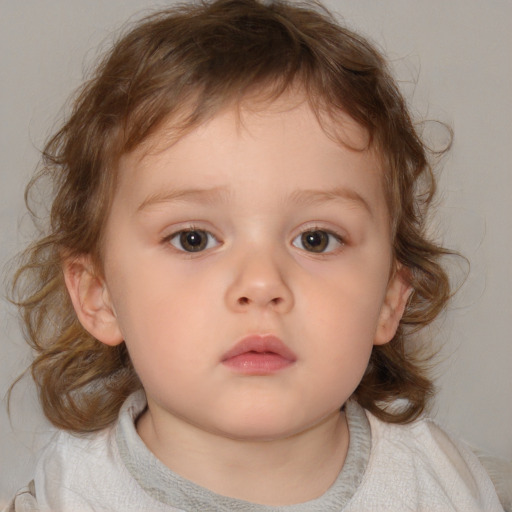 Neutral white child female with medium  brown hair and brown eyes