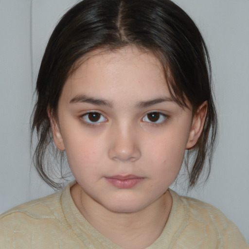 Neutral white child female with medium  brown hair and brown eyes