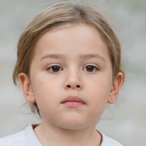 Neutral white child female with medium  brown hair and brown eyes