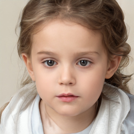 Neutral white child female with medium  brown hair and brown eyes