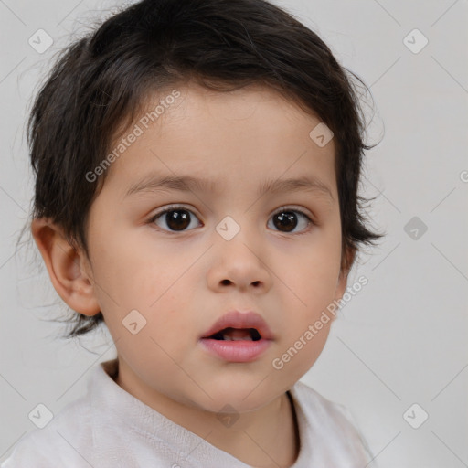 Neutral white child male with short  brown hair and brown eyes