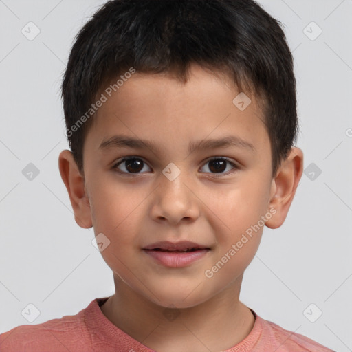 Neutral white child male with short  brown hair and brown eyes