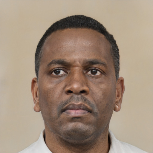 Neutral latino adult male with short  black hair and brown eyes