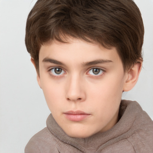 Neutral white child male with short  brown hair and brown eyes