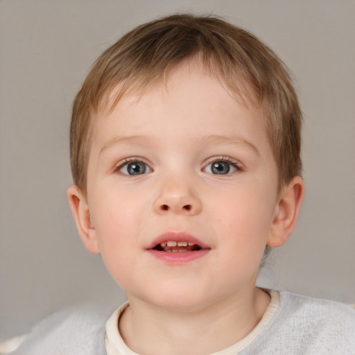 Neutral white child male with short  brown hair and blue eyes