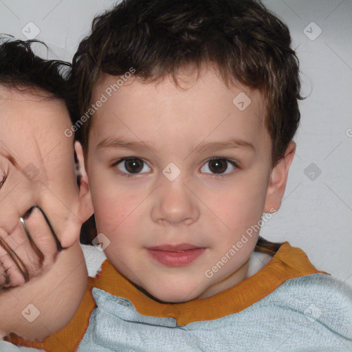 Neutral white child male with short  brown hair and brown eyes