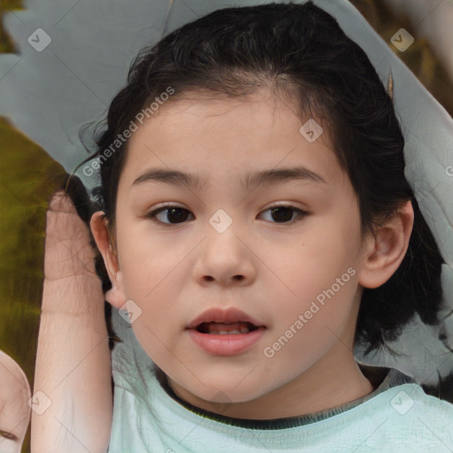 Neutral white child female with medium  brown hair and brown eyes