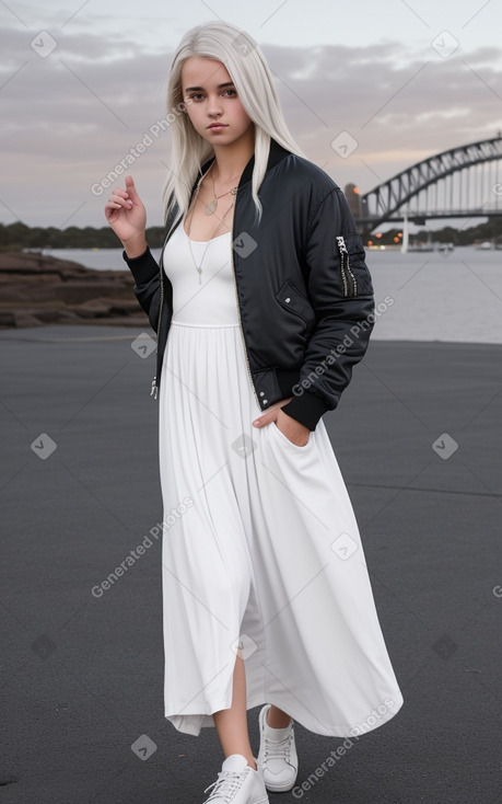 Australian teenager girl with  white hair