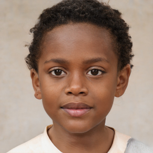 Neutral black child female with short  brown hair and brown eyes