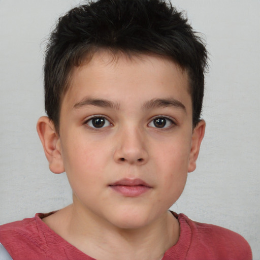 Neutral white child male with short  brown hair and brown eyes