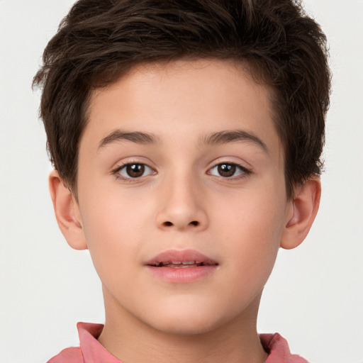 Neutral white child male with short  brown hair and brown eyes