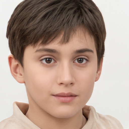 Neutral white child male with short  brown hair and brown eyes