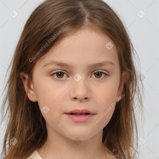 Neutral white child female with medium  brown hair and brown eyes