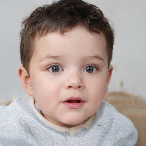 Neutral white child male with short  brown hair and blue eyes