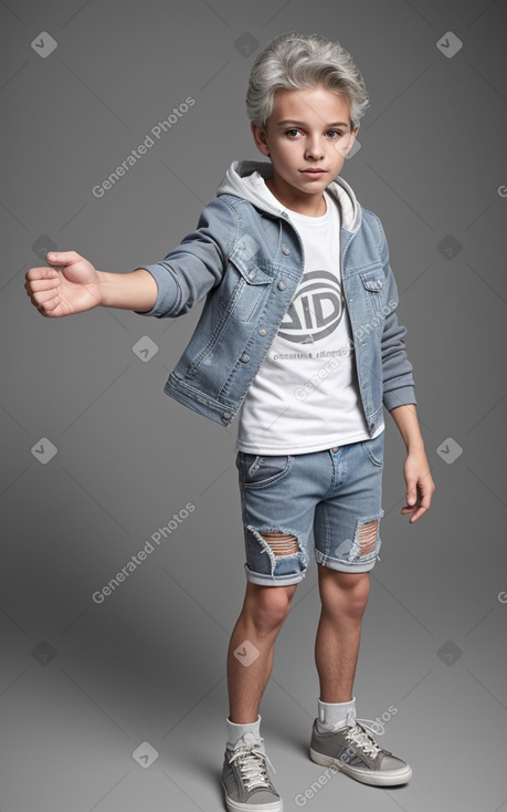 Italian child boy with  gray hair