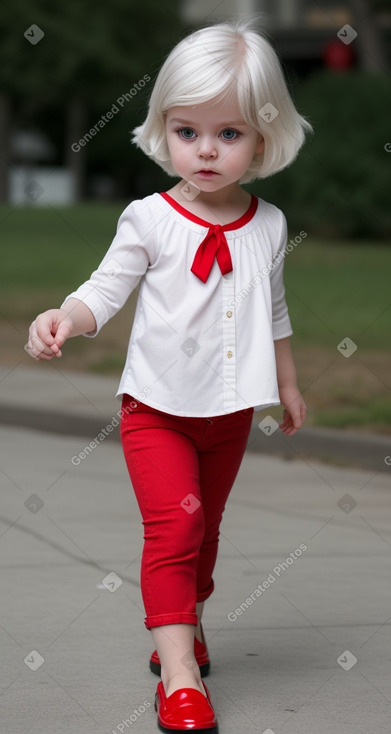 Caucasian infant girl with  white hair