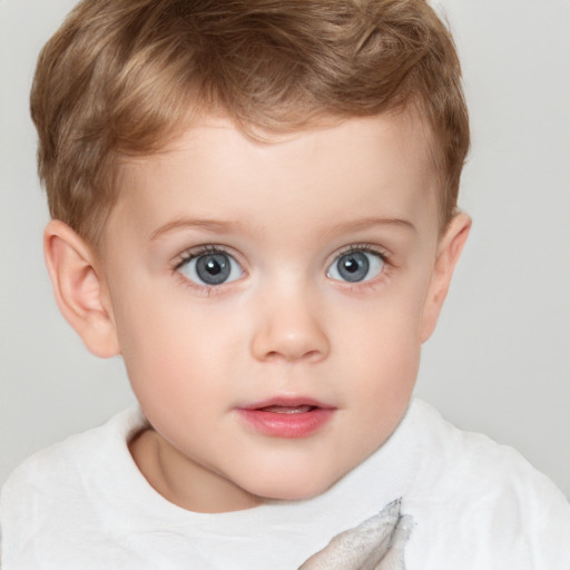 Neutral white child male with short  brown hair and brown eyes