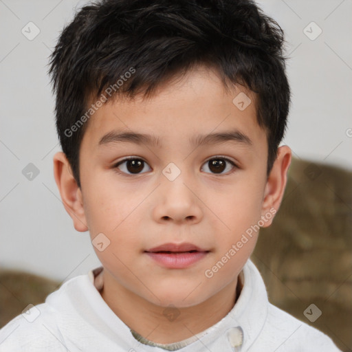 Neutral white child male with short  brown hair and brown eyes