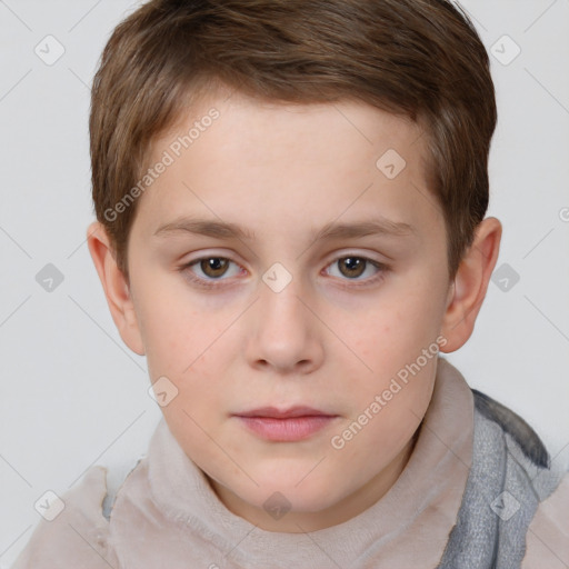 Neutral white child male with short  brown hair and brown eyes