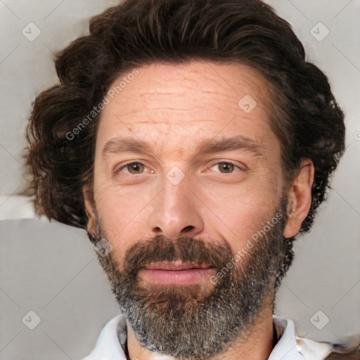 Neutral white adult male with short  brown hair and brown eyes