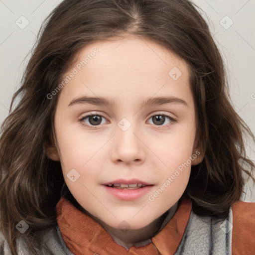 Neutral white child female with medium  brown hair and brown eyes