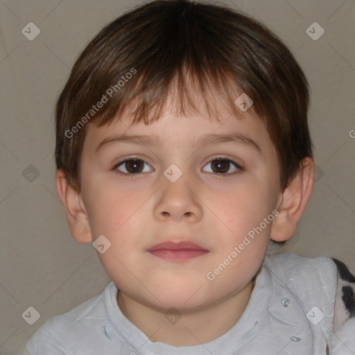 Neutral white child male with short  brown hair and brown eyes