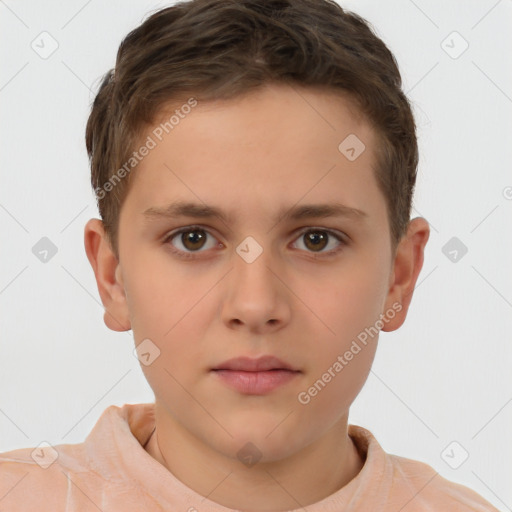 Neutral white child male with short  brown hair and brown eyes