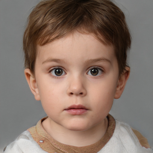 Neutral white child male with short  brown hair and brown eyes