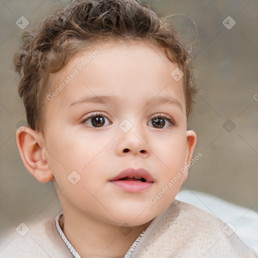 Neutral white child male with short  brown hair and brown eyes