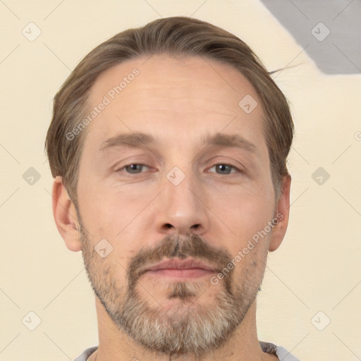 Neutral white adult male with short  brown hair and brown eyes