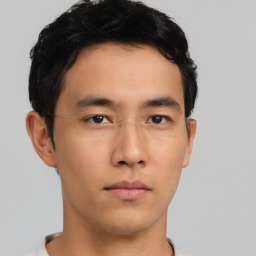 Neutral asian young-adult male with short  brown hair and brown eyes