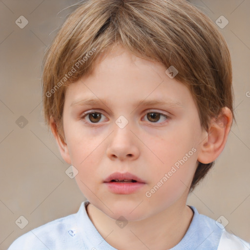 Neutral white child female with short  brown hair and brown eyes