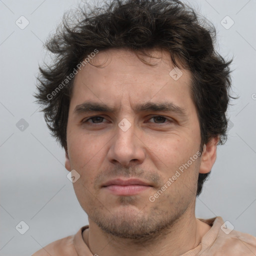 Neutral white adult male with short  brown hair and brown eyes