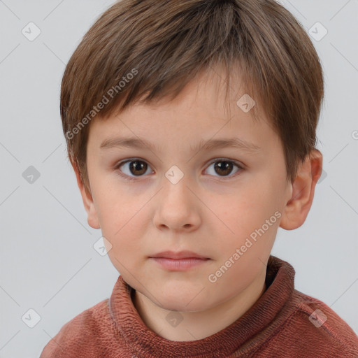 Neutral white child male with short  brown hair and brown eyes