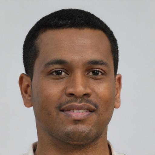 Neutral latino young-adult male with short  brown hair and brown eyes