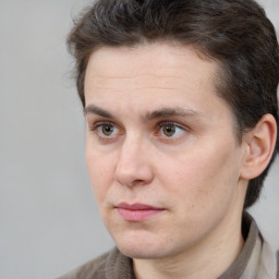 Neutral white adult male with short  brown hair and brown eyes