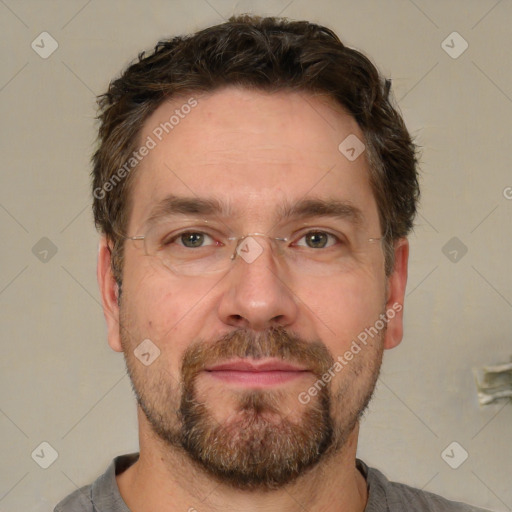 Neutral white adult male with short  brown hair and brown eyes